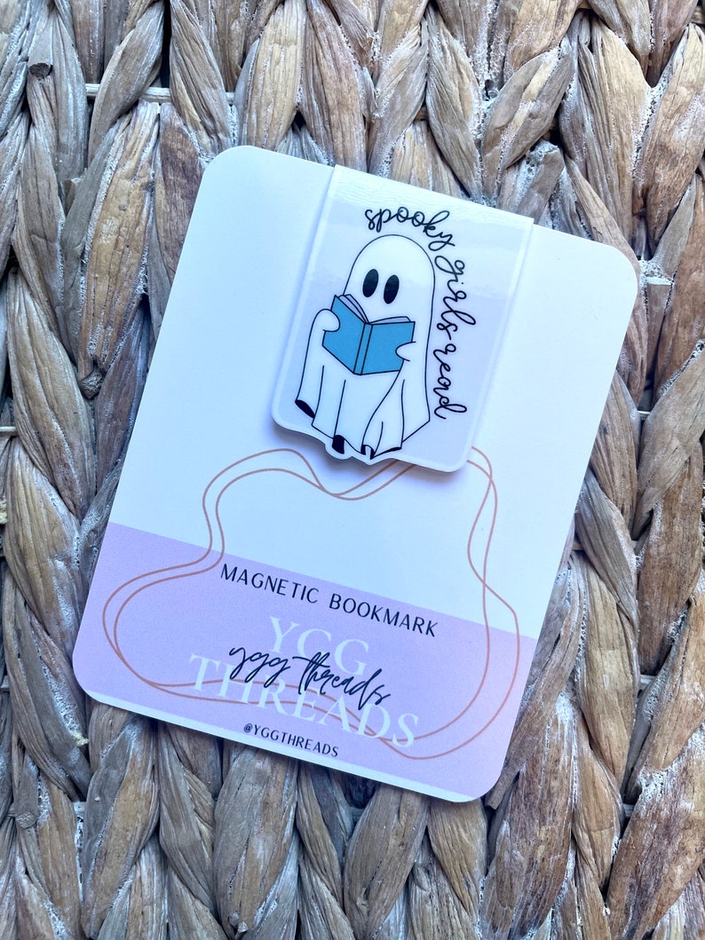 Spooky Girls Read Halloween Ghostie Reading Magnetic Bookmark Page Marker Planner Bookmark Bookish Gift Bookstagram Booktok image 5