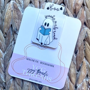 Spooky Girls Read Halloween Ghostie Reading Magnetic Bookmark Page Marker Planner Bookmark Bookish Gift Bookstagram Booktok image 4