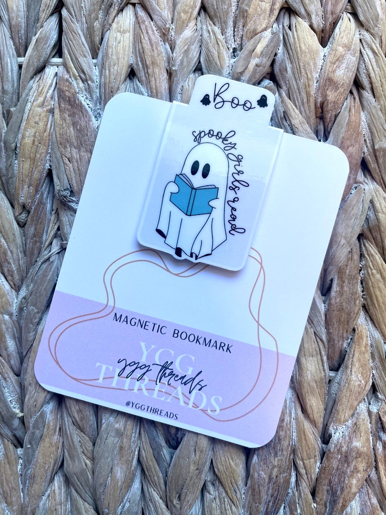 Spooky Girls Read Halloween Ghostie Reading Magnetic Bookmark Page Marker Planner Bookmark Bookish Gift Bookstagram Booktok image 4