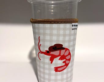 Yee Haw Shrimp Iced or Hot Beverage Coffee Drink Sleeve - Medium 22-24oz