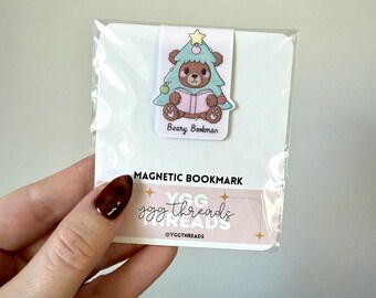 Beary Bookmas Bookmark | Magnetic Bookmark | Page Marker | Planner Bookmark | Bookish Gift | Bookstagram Booktok