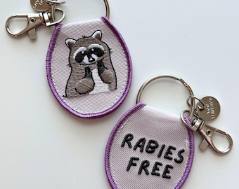 Rabies Free Raccoon Keychain/ Bag Charm