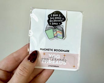 A Book a Day Keeps the Anxiety Away Bookmark | Magnetic Bookmark | Page Marker | Planner Bookmark | Bookish Gift | Bookstagram Booktok
