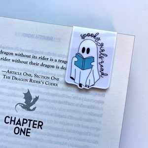 Spooky Girls Read Halloween Ghostie Reading Magnetic Bookmark Page Marker Planner Bookmark Bookish Gift Bookstagram Booktok image 2