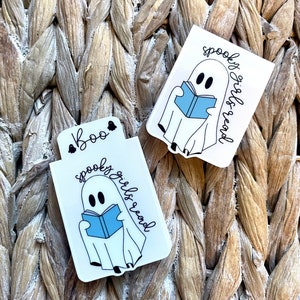 Spooky Girls Read Halloween Ghostie Reading Magnetic Bookmark Page Marker Planner Bookmark Bookish Gift Bookstagram Booktok image 3