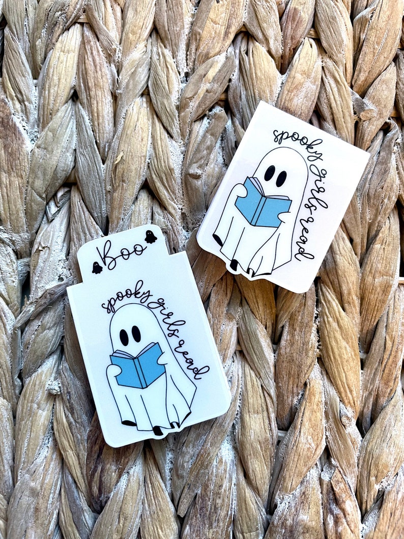 Spooky Girls Read Halloween Ghostie Reading Magnetic Bookmark Page Marker Planner Bookmark Bookish Gift Bookstagram Booktok image 3