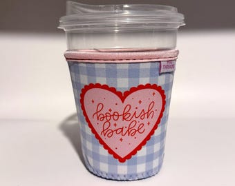 Orange Bookish Babe Iced or Hot Beverage Coffee Drink Sleeve - Small 16-18oz