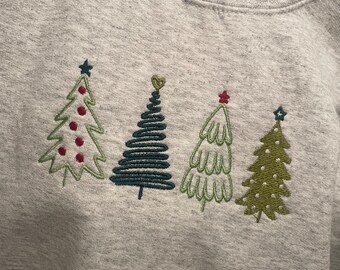 Christmas Tree Vibe Ash Sweatshirt | Comfy Vibes Sweatshirt | Embroidered Sweatshirt