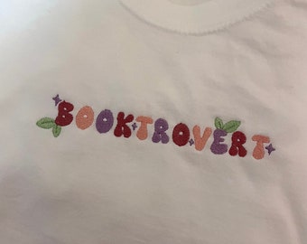 Booktrovert Tee | Embroidered Comfort Colors Short Sleeve Tee Shirt