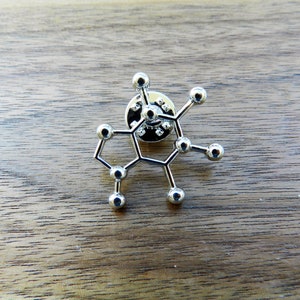 Caffeine Molecule Lapel Pin, Metal Pin, Birthday Gift, Gifts for Medical Workers, Gifts for Medical Students, Gifts for Medical Residents