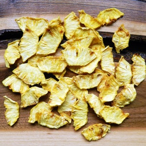 Organic Dried Pineapple Bites, Peeled and Cored,  Dehydrated Pineapple Bites, Dried Fruits, Dehydrated Fruits, Snack, Cocktail Garnish, Cake