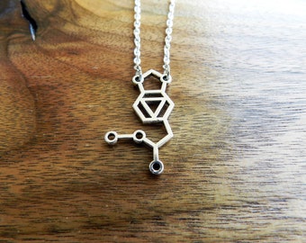 Molecule Necklace, Science Necklace, Chemistry Necklace, Birthday Gift, Gift for Her, Novelty Necklaces, Nerd Necklaces, Geek Necklaces,