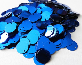 Metallic Dark Blue Sequins: Shiny Vinyl Round Discs (100 Pack)