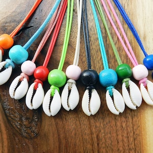 Cowrie Colorful Summer Necklace, Birthday Gift, Gift for Her, Natural Necklaces, Wooden Bead Necklaces, Shell Necklaces, Gift Ideas, Summer