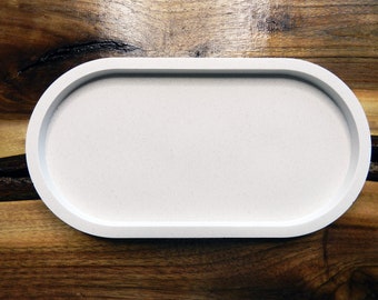 Bandeja ovalada de hormigón hecha a mano, color blanco hueso