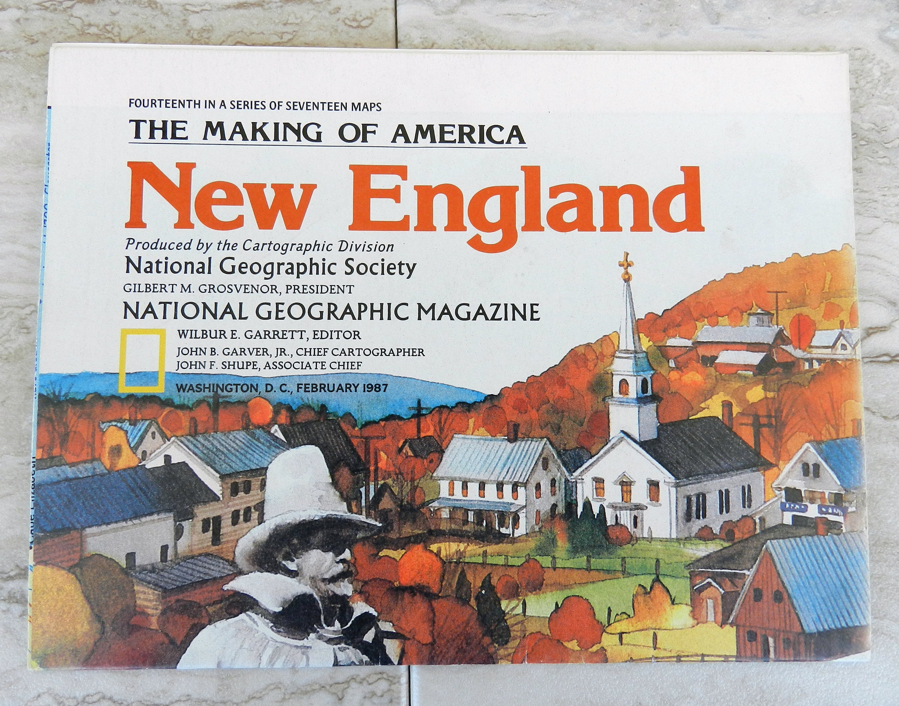 Vintage 1987 National Geographic Magazine Map of the Making of America ...