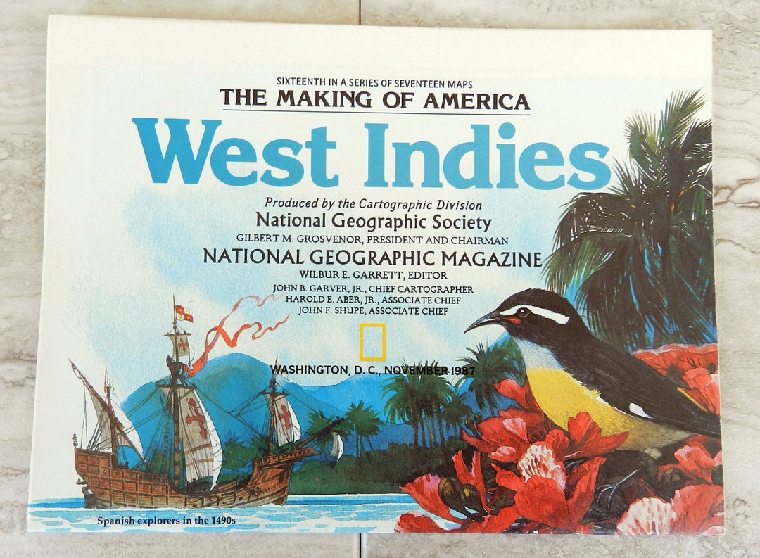 Vintage 1987 National Geographic Magazine Map of the Making of America ...