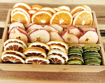 Caja de regalo de rodajas de fruta deshidratada orgánica: manzana, naranja, limón y lima