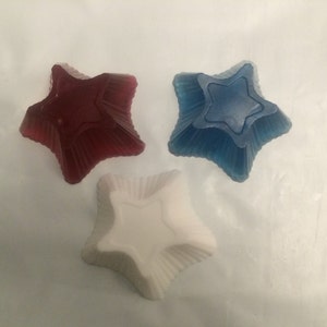 星型石鹸 3 個、赤、白、青の 7 月 4 日の石鹸セット、透明なギフト ボックス入り