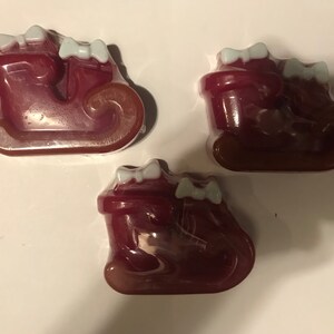 Christmas soap 3 bar set choose  sleigh,  or reindeer makes a great stocking stuffer