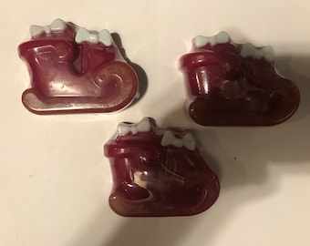 Christmas soap 3 bar set choose  sleigh,  or reindeer makes a great stocking stuffer