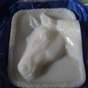 Horse head soap bar  this is a nice  4 1/2oz bar of soap with a horse head