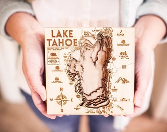 Lake Tahoe - 3D Wood Map