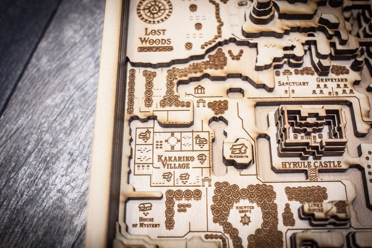 Artist creates 3D wooden masterpiece of Zelda: Breath of the Wild map