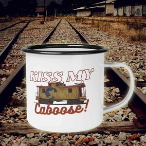 Caboose Enamel Coffee Mug, Railroad Cup, Retro Train tea, Railway Gift Idea, Novelty Present, Retro Kitchen Ware
