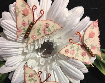 Vintage Rose, Rose Gold Glass Bodied Butterflies DarlingArtByValeri  for Scrapbooking Embellishment Mini Albums Cards Wedding Gifts