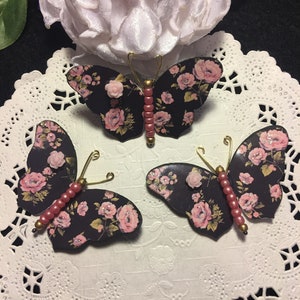 Midnight Roses Rose Beaded Bodied Butterflies DarlingArtByValeri Butterfly Set Scrapbooking Embellishments Mini Albums Card Making handmade