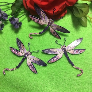 Prudence Purple Dragonfly 3D gemmes Glass Beaded Tail DarlingArtByValeri for Scrapbooking Embellishments Mini Albums Card Making scrapbooking