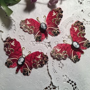 Golden Zen Rouge rubis et caméo perlé Corps Papillons DarlingArtByValeri Scrapbooking Embellissement Mini Albums Cartes Odeurs de cheveux