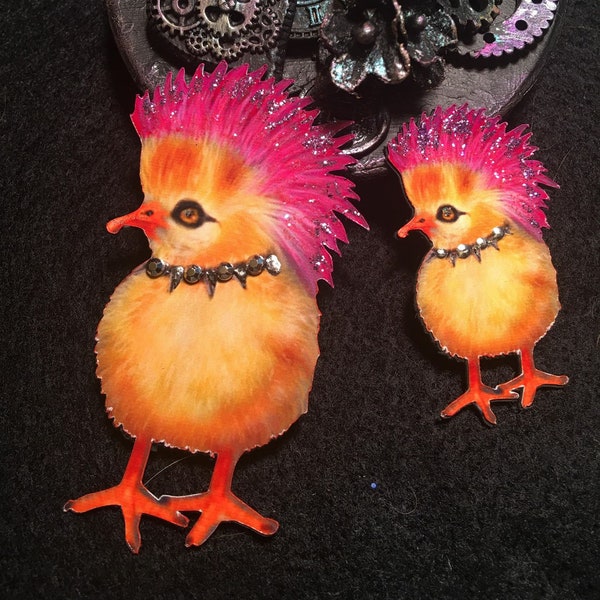 Roxie- Punk Rock Chick 2 Chipboard Embellishments 3D Gems DarlingArtByValeri Scrapbooking Mini Album Card Making Birds Oddity