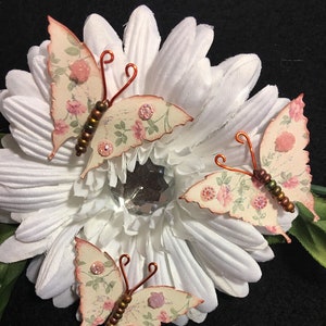 Vintage Rose, Rose Gold Glass Bodied Butterflies DarlingArtByValeri  for Scrapbooking Embellishment Mini Albums Cards Wedding Gifts