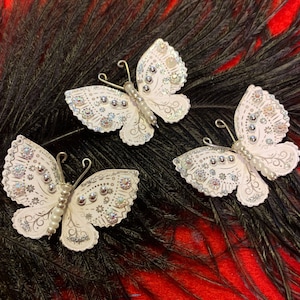 Silver Majestic Wedding Paper Butterflies Embellishments Silver Glitter DarlingArtByValeri Butterfly Scrapbooking Mini Albums Card Making