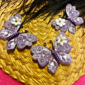 Paper Butterflies Purple Daisy Fuchsia Glass Bodied Butterflies DarlingArtByValeri Scrapbooking Embellishments Mini Albums Cards