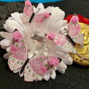 Roze Bloesems Vlinders Zwarte Kraal BodyEd Butterfly Set Scrapbooking Versieringen Valentijnsdag Kaart Makings DarlingArtByValeri