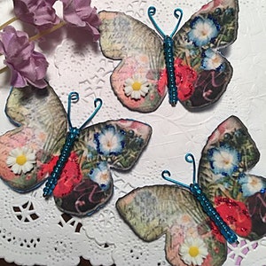 Primrose Blues Papier Papillons Embellissements 3D Marguerite Bleu Verre Corps DarlingArtByValeri Scrapbooking Mini Albums Carte Faire des cadeaux