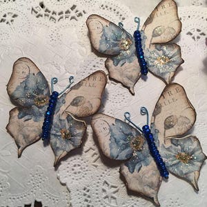 Borboletas de papel em tons de azul jeans, enfeites, corpo de vidro, DarlingArtByValeri, scrapbooking, mini álbuns, cartões, artesanato para casamento
