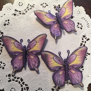 Purple Fire Paper Butterflies Embellishments Glass Bodied DarlingArtByValeri Scrapbooking Mini Albums Cards Wedding Gifts