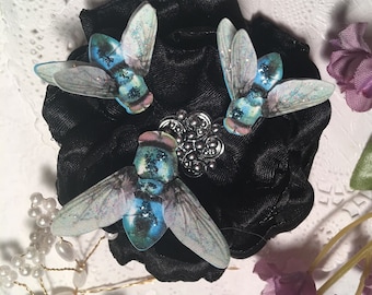 Come Fly with Me 3D Teal Flies 3 pack 1" & 1/2" DarlingArtByValeri Scrapbooking Embellishments Mini Albums Card Making scrapbooking