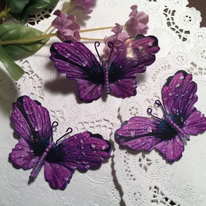 Violet Pétales Fuchsia Perlé Corps Papillons DarlingArtByValeri Scrapbooking Embellissement Mini Albums Cartes Cheveux odornments