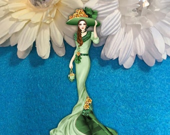 Victorian Lady Green Gown 3D roses Christmas Chipboard Ephemera Embellishments DarlingArtByValeri Scrapbooking Card vintage