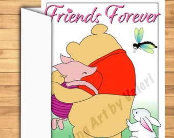 DIGITAL DOWNLOAD “ Especially for you” Greeting card Eeyore Butterfly Heart tail DarlingArtbyValeri blank custom design 4 cards