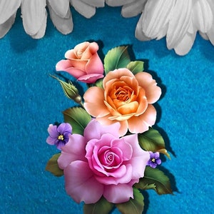 Rosas rosa naranja amarillo 2D aglomerado flores tarjeta de felicitación tablero de Chip diario basura Scrapbooking Darling Art mini álbum