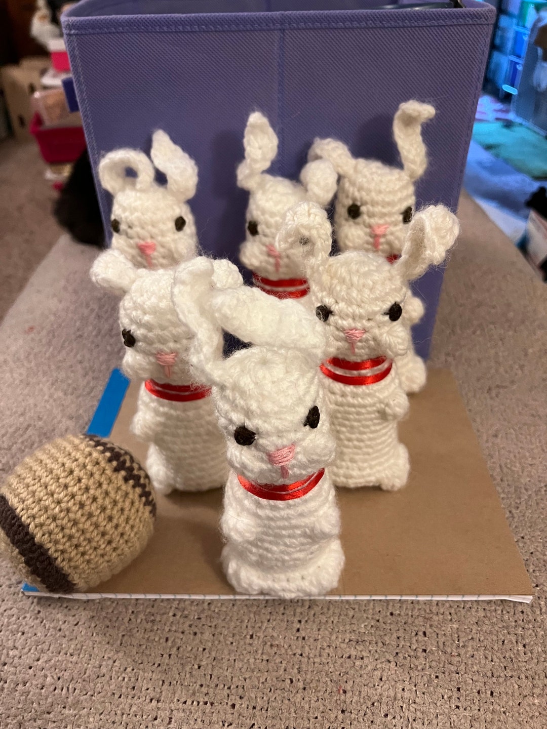Bunny Bowling Crochet Cotton Kid Friendly Inside Game Photo Prop Easter ...