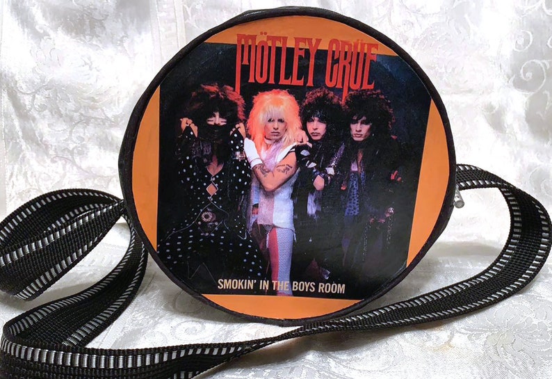 Motley Crue Smoking In The Boys Room 45 Vinyl Record Purse Handmade Leather Handbag Free Cassette Change Purse Matching Darlingartbyvaleri