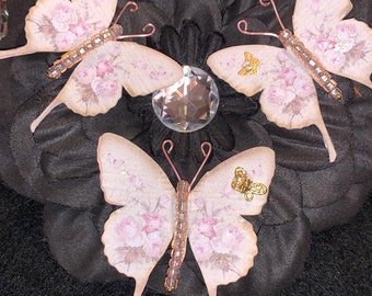 Butterfly Dreams Clear Glass Bodied Paper Butterflies DarlingArtByValeri Set for Scrapbooking Embellishment Mini Albums Cards Wedding Gifts