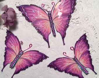 Purple Rain Purple & Pink Beaded Bodied 2 sizes Butterflies DarlingArtByValeri Scrapbooking Embellishments Mini Albums Card Making Prince